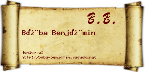 Bába Benjámin névjegykártya