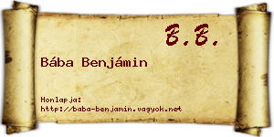 Bába Benjámin névjegykártya
